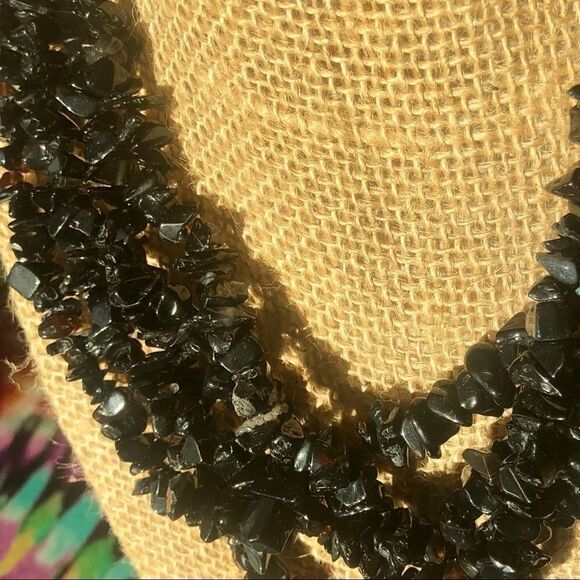 Black agate 5 strand necklace & matching bracelet - Picture 3 of 6